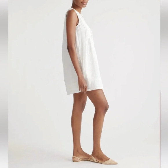 Quince 100% Organic Cotton Gauze Sleeveless Swing Dress Ivory Size Large - Picture 2 of 15